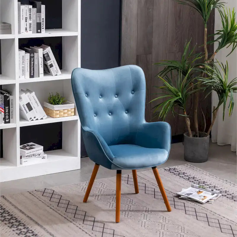 Poltrona Accent Contemporanea in Velluto con Bottoni Capitonnè