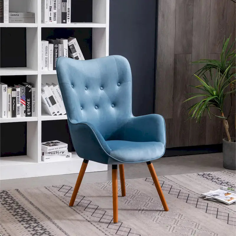 Poltrona Accent Contemporanea in Velluto con Bottoni Capitonnè
