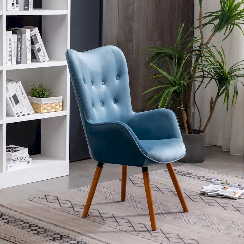 Poltrona Accent Contemporanea in Velluto con Bottoni Capitonnè