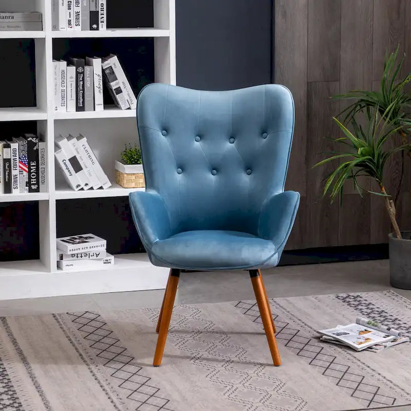 Poltrona Accent Contemporanea in Velluto con Bottoni Capitonnè