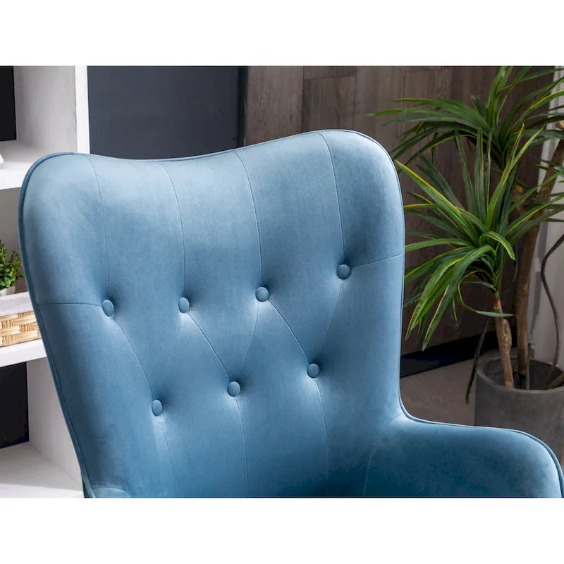 Poltrona Accent Contemporanea in Velluto con Bottoni Capitonnè
