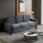 Black 76.7 Velvet 3-seater Sofa with Hardwood Frame and High-Density Foam