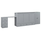 Letto a scomparsa matrimoniale con porta USB, ampio cassetto e combinazione guardaroba/scrivania