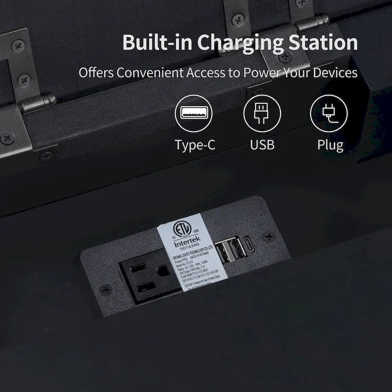 Tavolino in legno con cassetto e porta di ricarica USB
