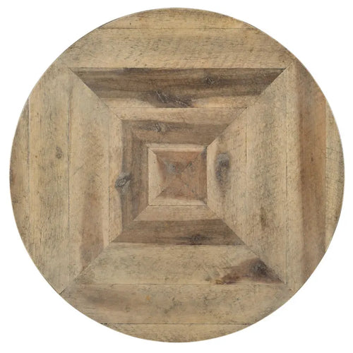 Tavolino rotondo in metallo con piano in legno di acacia da 22"