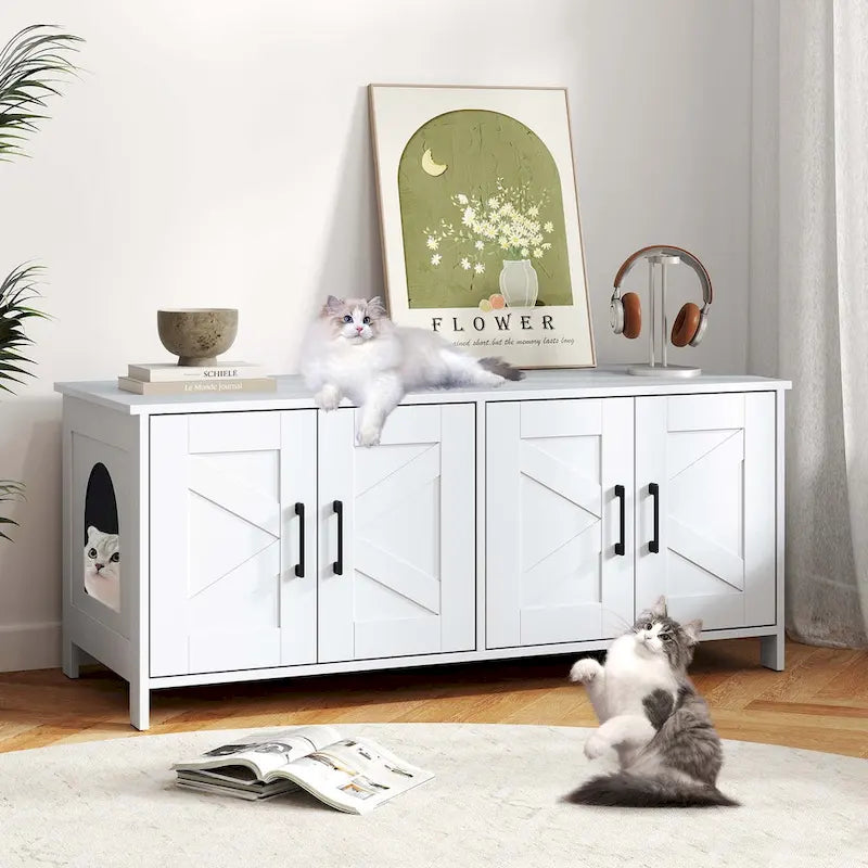 Mobile Cuccia per Gatti con Doppie Camere – Mobiletto in Legno