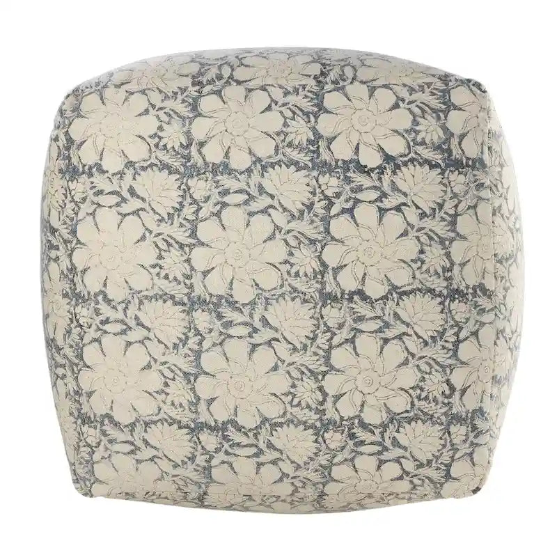 Pouf quadrato floreale – 50 cm, rivestimento in cotone