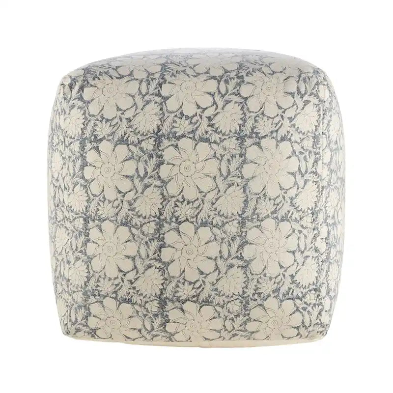 Pouf quadrato floreale – 50 cm, rivestimento in cotone