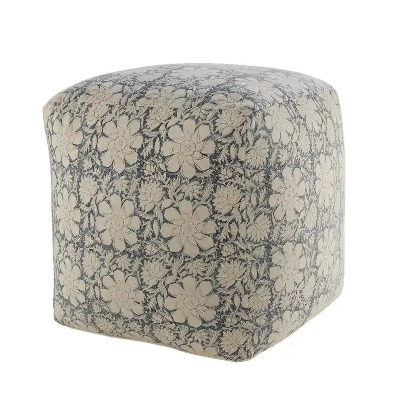 Pouf quadrato floreale – 50 cm, rivestimento in cotone