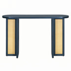 Consolle in rattan con ripiano ovale - Blu marino