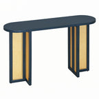 Consolle in rattan con ripiano ovale - Blu marino