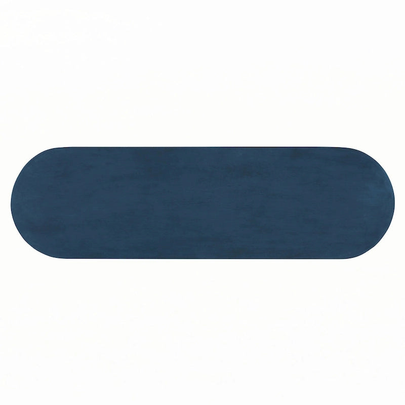 Consolle in rattan con ripiano ovale - Blu marino