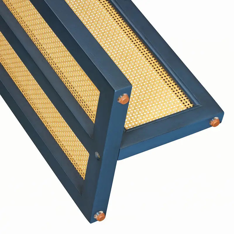 Consolle in rattan con ripiano ovale - Blu marino