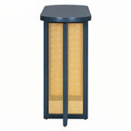 Consolle in rattan con ripiano ovale - Blu marino