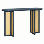 Consolle in rattan con ripiano ovale - Blu marino