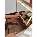 Set da tavolo per trucco con specchio illuminato, 3 cassetti e sgabello