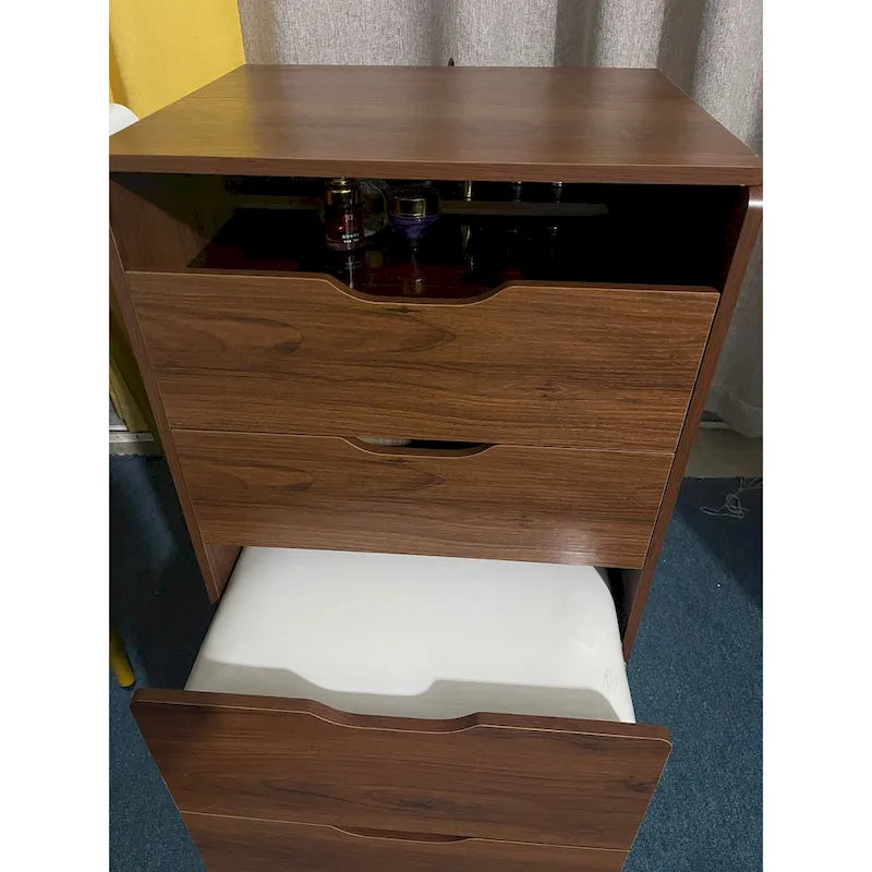 Set da tavolo per trucco con specchio illuminato, 3 cassetti e sgabello