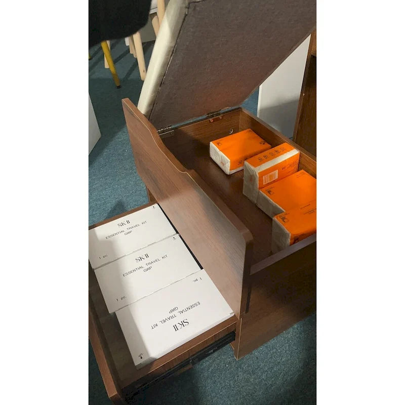 Set da tavolo per trucco con specchio illuminato, 3 cassetti e sgabello
