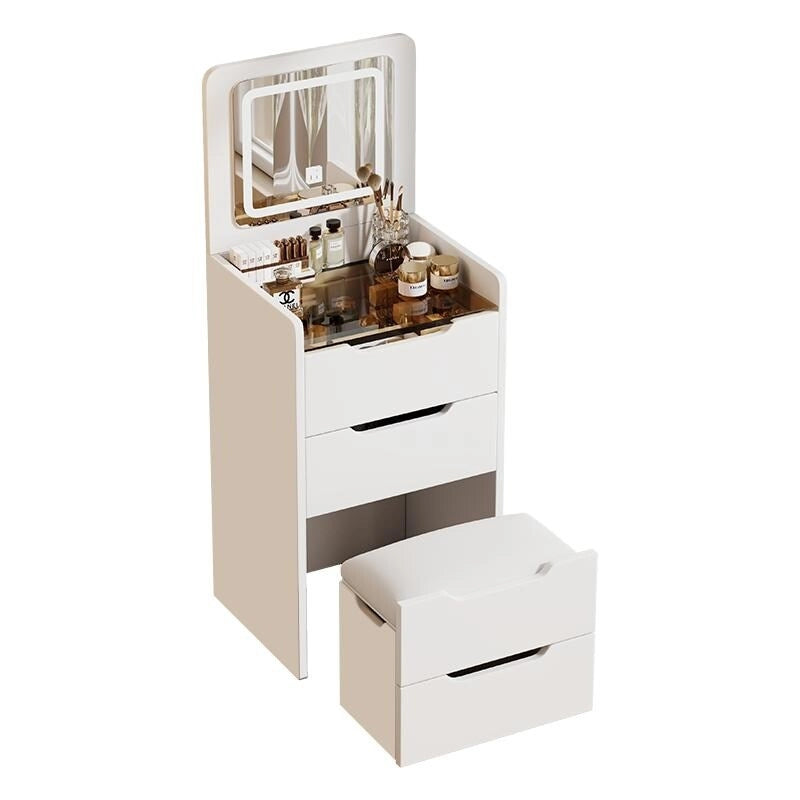 Set da tavolo per trucco con specchio illuminato, 3 cassetti e sgabello