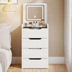 Set da tavolo per trucco con specchio illuminato, 3 cassetti e sgabello