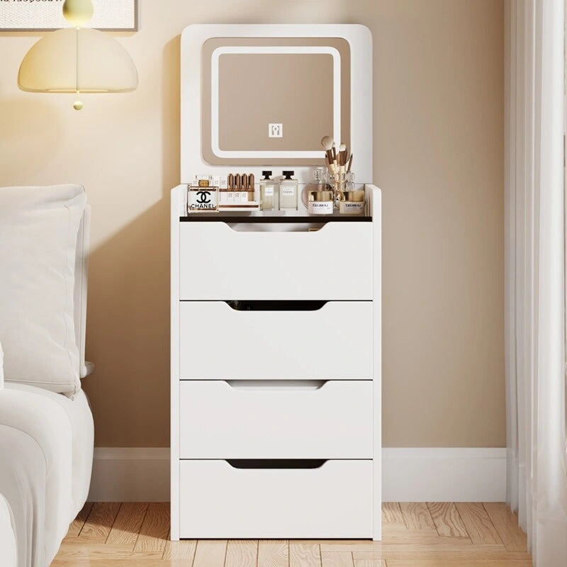 Set da tavolo per trucco con specchio illuminato, 3 cassetti e sgabello