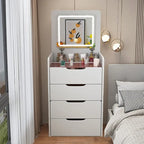 Set da tavolo per trucco con specchio illuminato, 3 cassetti e sgabello