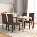 Set di 4 sedie da pranzo imbottite con schienale alto e gambe in legno massello