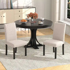 Set di 4 sedie da pranzo imbottite con schienale alto e gambe in legno massello