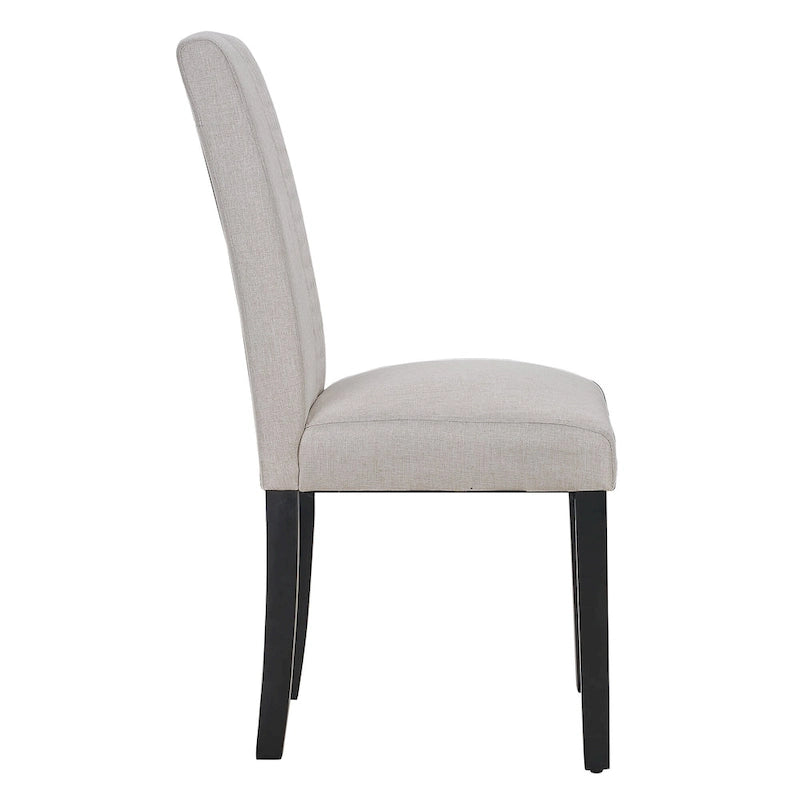 Set di 4 sedie da pranzo imbottite con schienale alto e gambe in legno massello