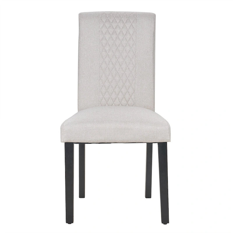 Set di 4 sedie da pranzo imbottite con schienale alto e gambe in legno massello