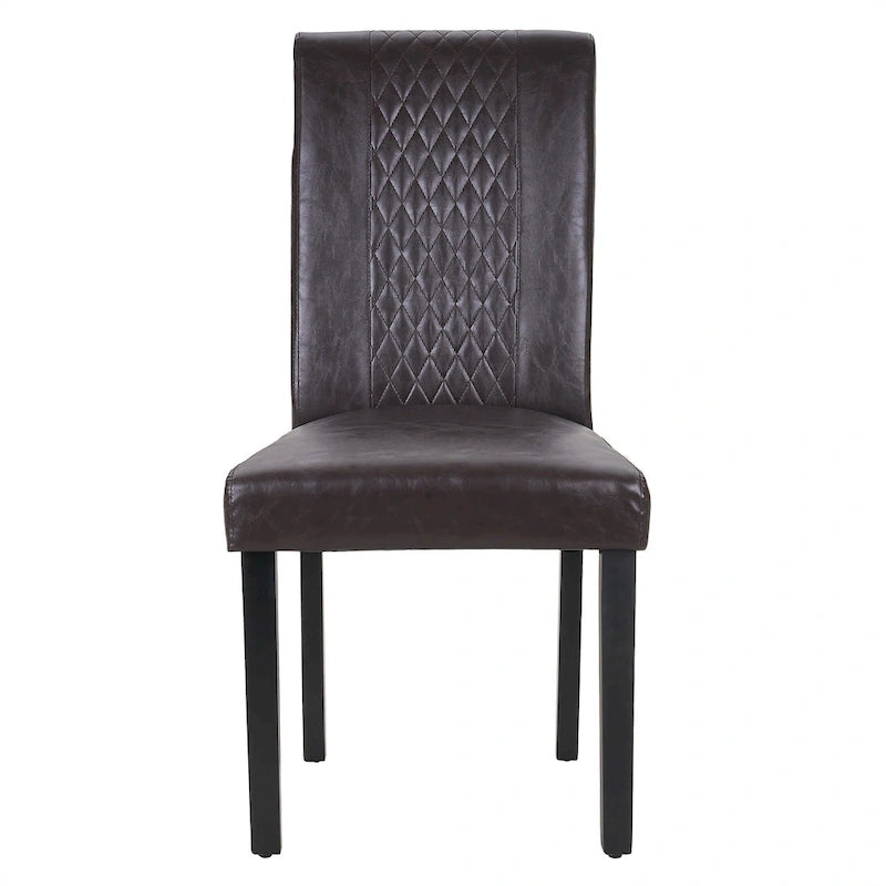 Set di 4 sedie da pranzo imbottite con schienale alto e gambe in legno massello