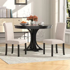 Set di 4 sedie da pranzo imbottite con schienale alto e gambe in legno massello