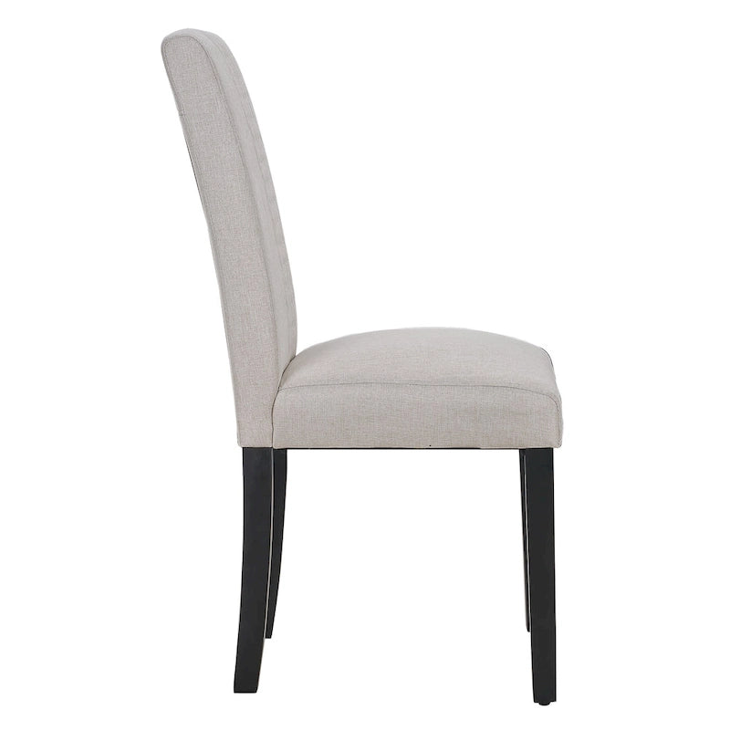Set di 4 sedie da pranzo imbottite con schienale alto e gambe in legno massello