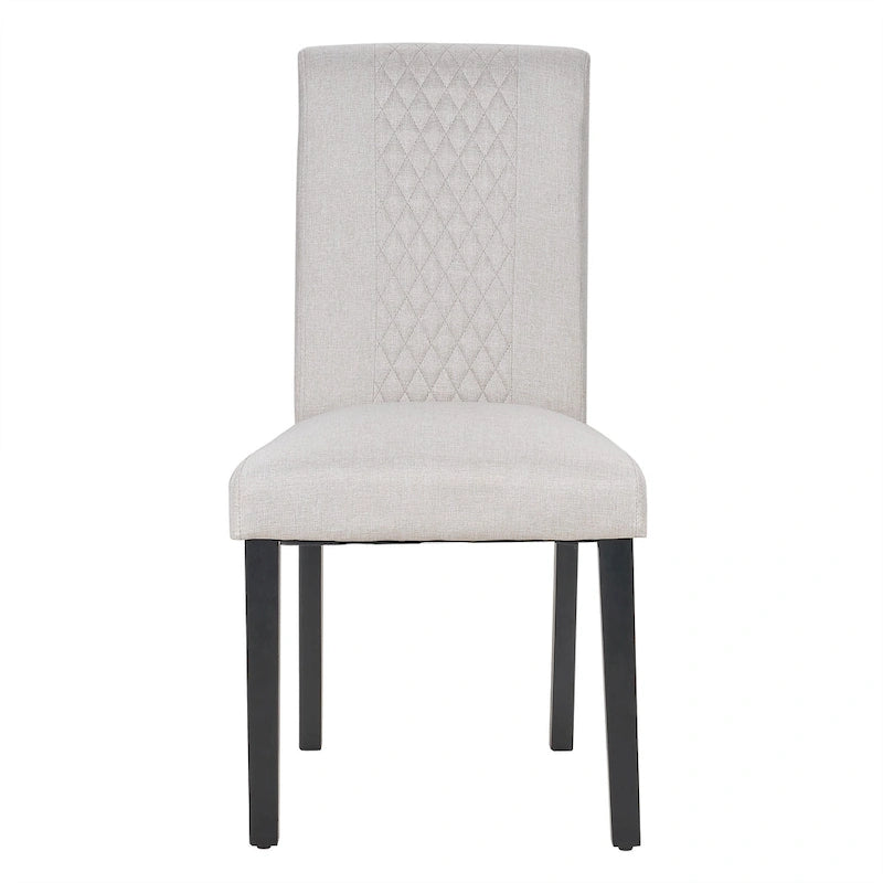 Set di 4 sedie da pranzo imbottite con schienale alto e gambe in legno massello
