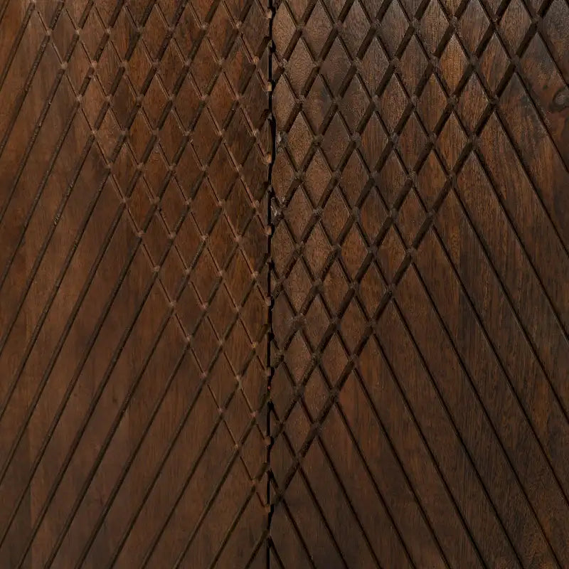 Mobiletto contenitore in legno di mango con ripiano regolabile e due ante