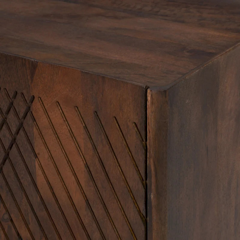 Mobiletto contenitore in legno di mango con ripiano regolabile e due ante