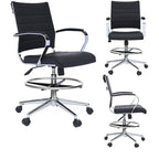 Sedia girevole da bancone altezza media con sedile in pelle PU