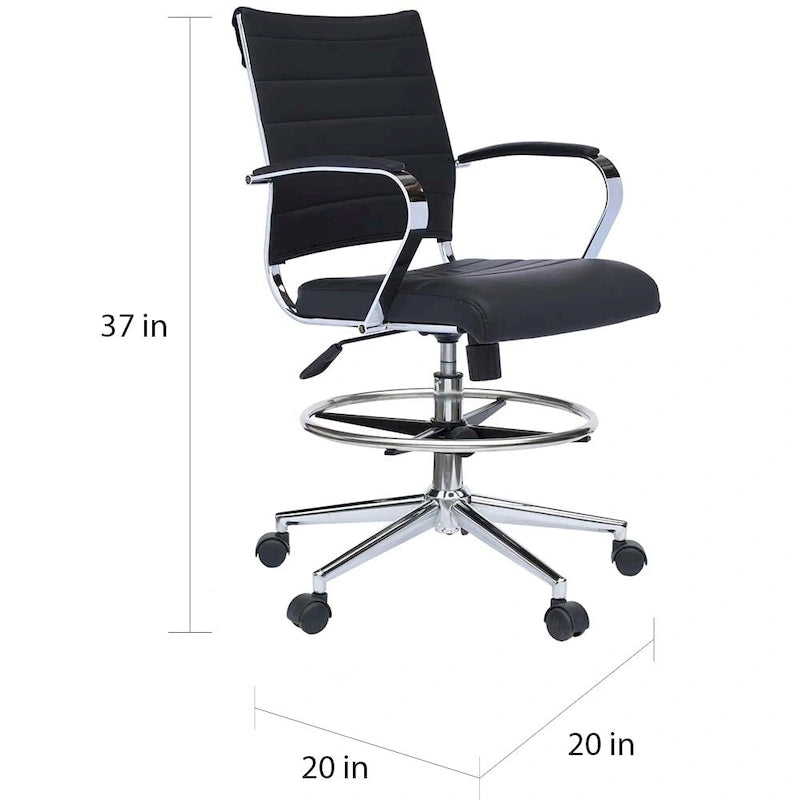 Sedia girevole da bancone altezza media con sedile in pelle PU