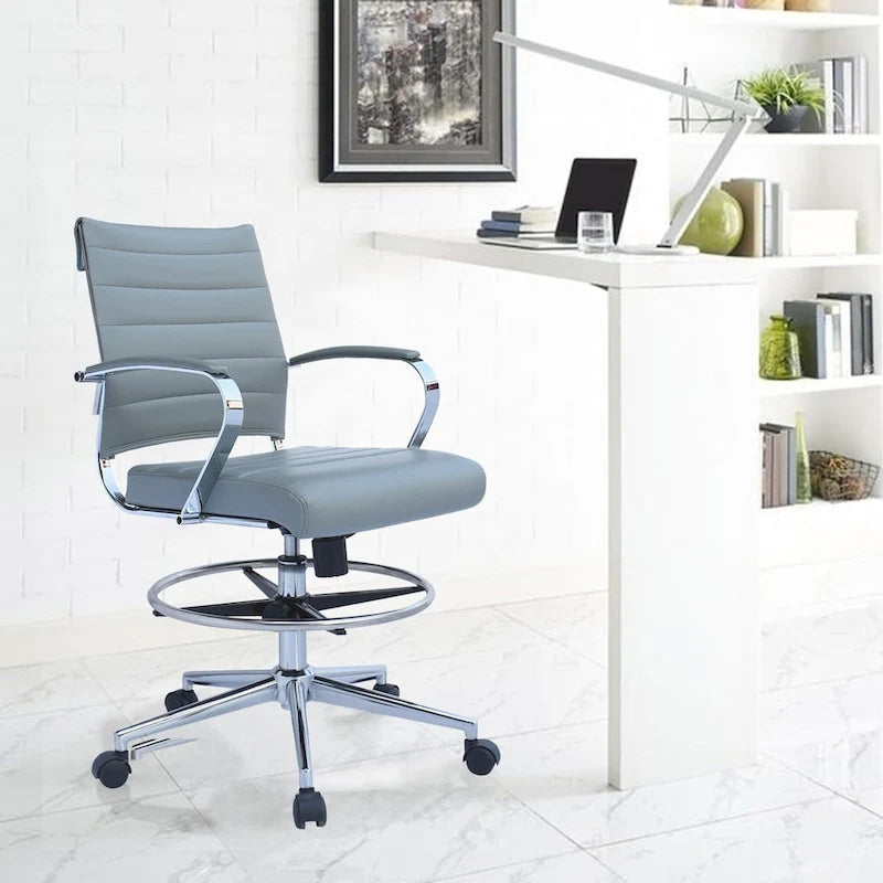 Sedia girevole da bancone altezza media con sedile in pelle PU
