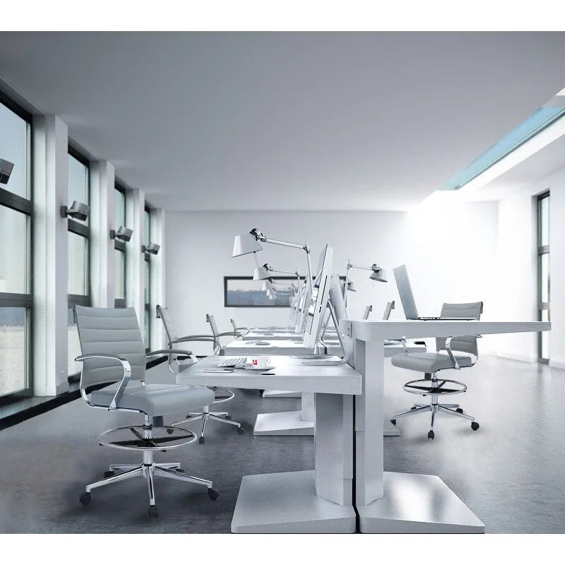 Sedia girevole da bancone altezza media con sedile in pelle PU
