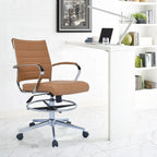 Sedia girevole da bancone altezza media con sedile in pelle PU