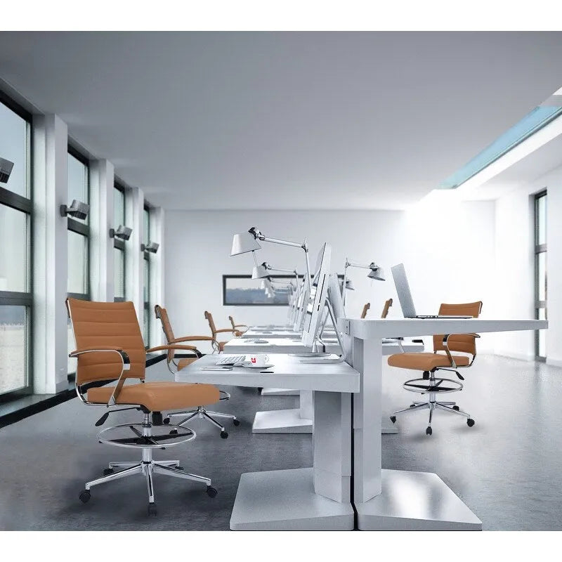 Sedia girevole da bancone altezza media con sedile in pelle PU