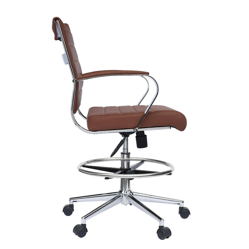 Sedia girevole da bancone altezza media con sedile in pelle PU