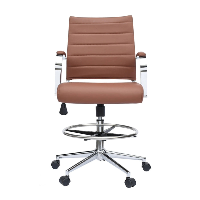 Sedia girevole da bancone altezza media con sedile in pelle PU