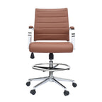 Sedia girevole da bancone altezza media con sedile in pelle PU
