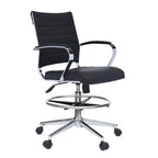 Sedia girevole da bancone altezza media con sedile in pelle PU