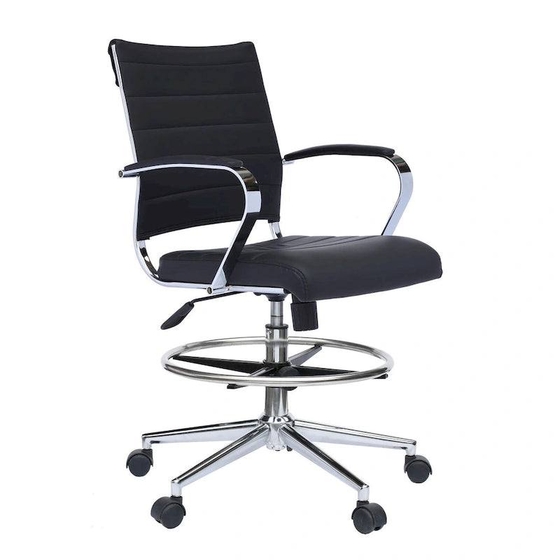 Sedia girevole da bancone altezza media con sedile in pelle PU