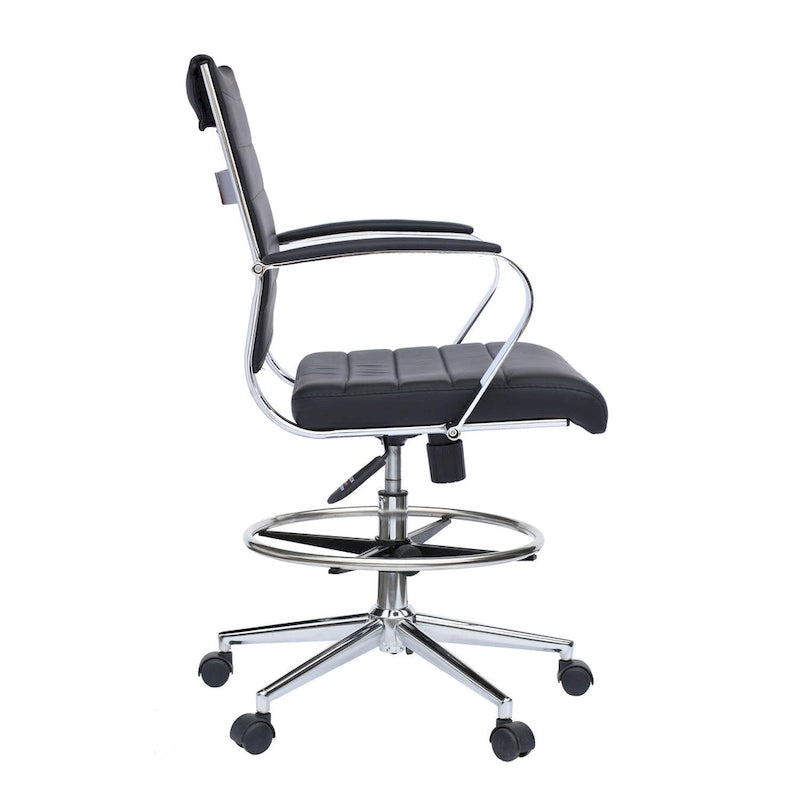 Sedia girevole da bancone altezza media con sedile in pelle PU
