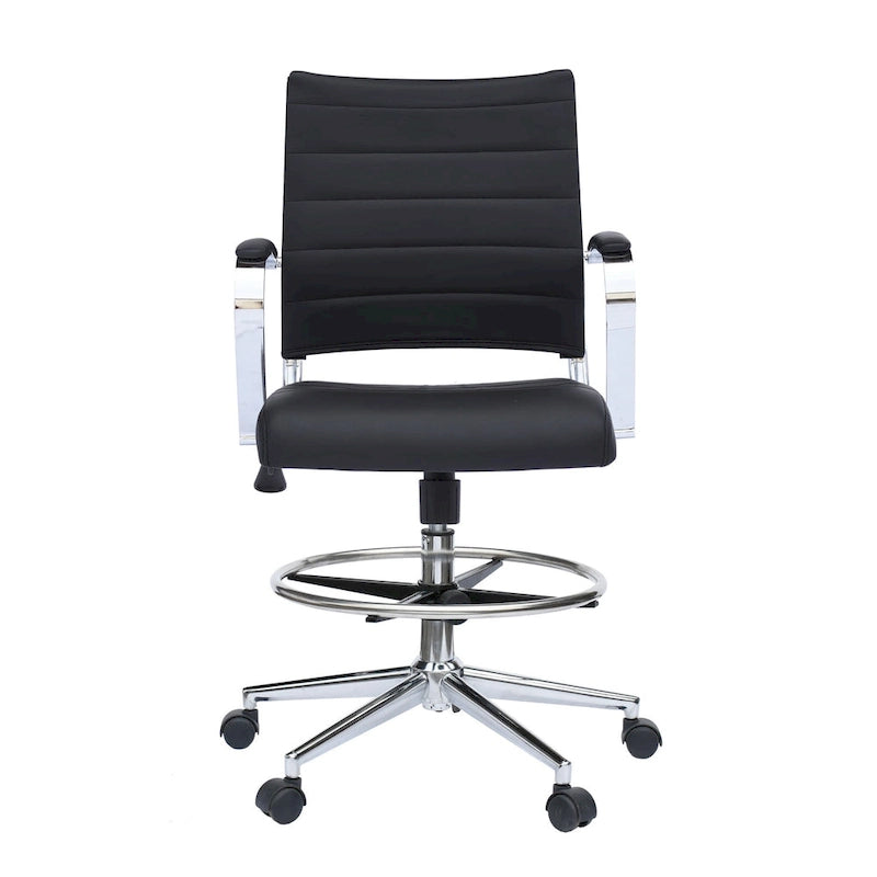 Sedia girevole da bancone altezza media con sedile in pelle PU