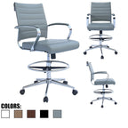 Sedia girevole da bancone altezza media con sedile in pelle PU